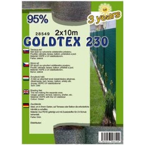 Árnyékoló háló GOLDTEX230 2x10m zöld 95%/6kart.
