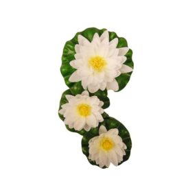 Selyemvirág, tavirózsa fehér szett 3db: 10/8/8cm