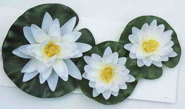 Selyemvirág, tavirózsa fehér szett 3db: 10/8/8cm