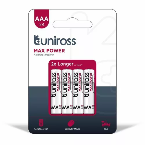 Uniross max power alkáli mikro elem AAA (LR03) (1,5V) B4
