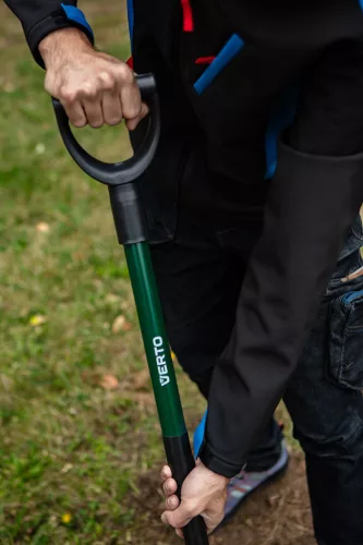 Verto ásó élezett, fém nyél, műanyag markolat