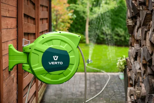 Verto automata tömlődob, 20 m locsolótömlő + 2 m csatlakozó tömlő, 10 bar