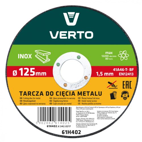 Verto vágókorong 125x1,5 mm fémhez
