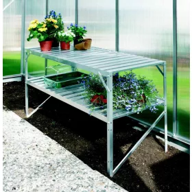 Alumínium állvány 120x52 cm 2 db polccal ezüst