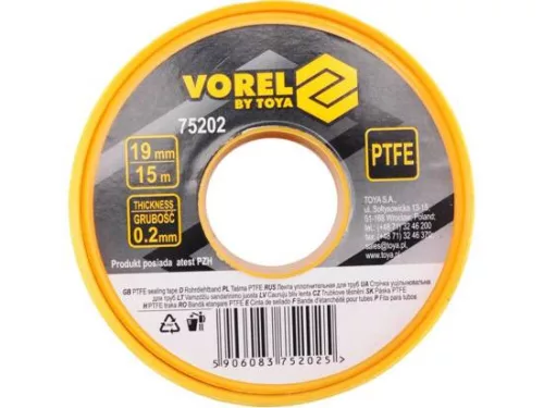 Vorel teflon szalag PTFE 15 mm x 19 m x 0,2 mm