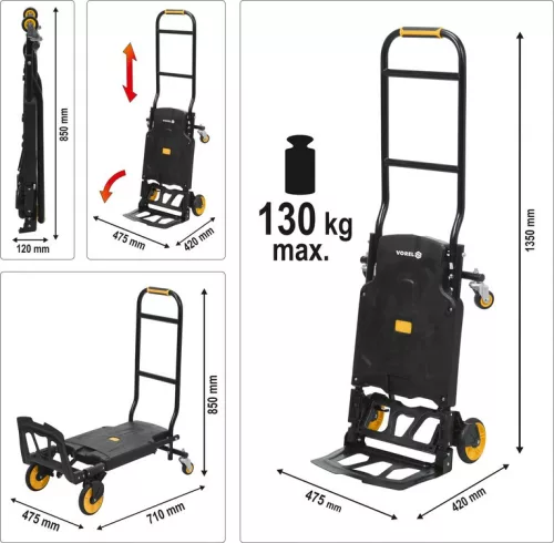 Vorel molnárkocsi multifunkciós összecsukható 130 kg 1350 mm