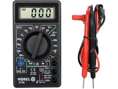 Vorel digitális multiméter 0-500V, 0-50A, 0-2 MOhm