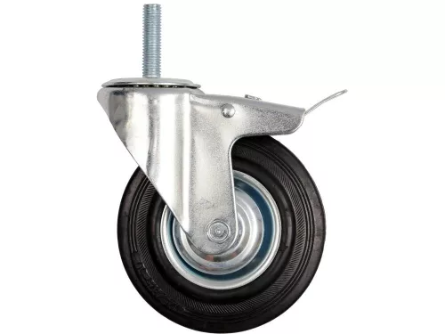Vorel ipari kerék forgó, fékkel, menetes csapszeggel 75 mm 40 kg fekete