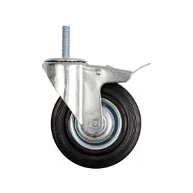 Vorel ipari kerék forgó, fékkel, menetes csapszeggel 125 mm 100 kg fekete
