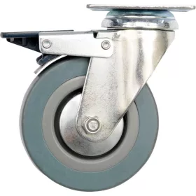Vorel ipari kerék fékkel, forgó, villás 75 mm 30 kg szürke