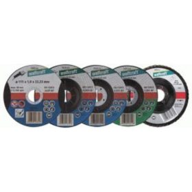 Wolfcraft sarokcsiszoló korong induló készlet, 5 db-os, 125mm, fém és kő darabolásához, csiszoláshoz