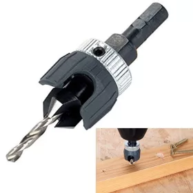 Wolfcraft előfúró süllyesztővel és mélységstoppal, hatszögszárú, 3.2-12mm 45°