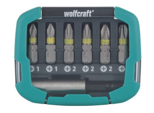 Wolfcraft bit-Box csavarozó bit készlet Solid, 7 részes: mágneses bittartó, 2x PH1/2/3