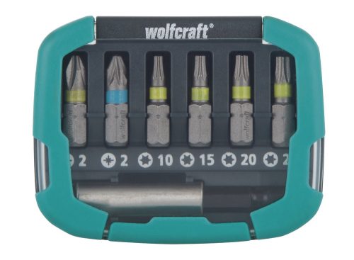 Wolfcraft bit-Box csavarozó bit készlet Solid, 7 részes: mágneses bittartó, PH2, PZ2, T 10/15/20/25