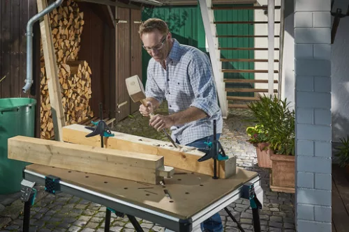Wolfcraft munkaasztalra rögzíthető egykezes szorító szett; önállóan is használható