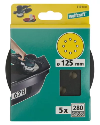 Wolfcraft tépőzáras csiszolókorong nedves/száraz K400 preforált ?125mm 5db