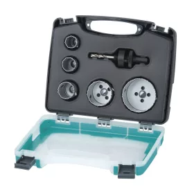 Wolfcraft lyukfűrészkészlet elektro- és szaniterinstallációhoz BiM 25,29,35,51,68mm + 2db hatszögszárú adapter
