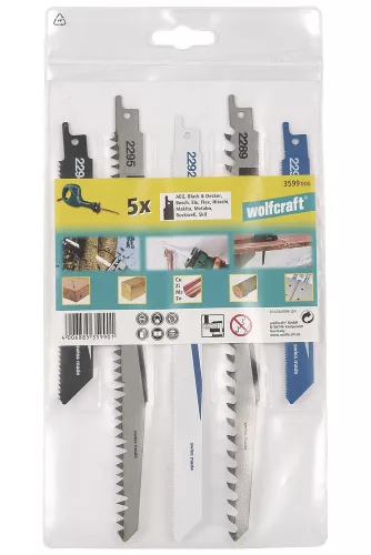 Wolfcraft profi szablyafűrészlap készlet 5 db-os (fa, színesfém, acél)