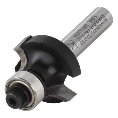 Wolfcraft lekerekítő maró HM S=8mm r=6.35 Ø25.4x12.7mm, felsőmaróhoz
