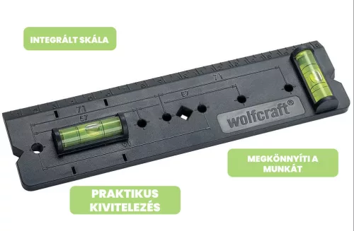 Wolfcraft gipszkartondoboz sablon vízszintezővel