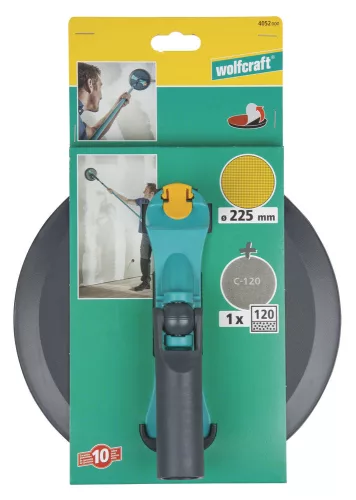 Wolfcraft kerek gipszkartoncsiszoló 225 mm, tépőzáras, teleszkópadapterrel