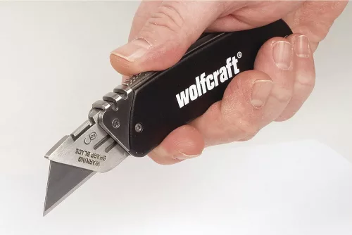 Wolfcraft hobbikés, visszahúzható trapézpenge, alumínium markolat, övakasztó