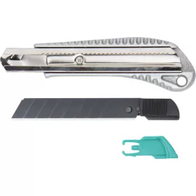 Wolfcraft letörhető pengés kés, 18 mm, fekete pengés, fémházas