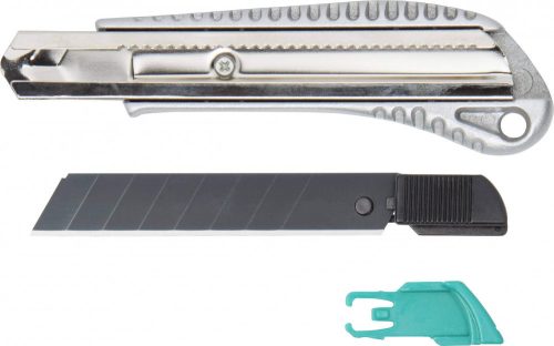 Wolfcraft Letörhető pengés kés, 18 mm, fekete pengés, fémházas