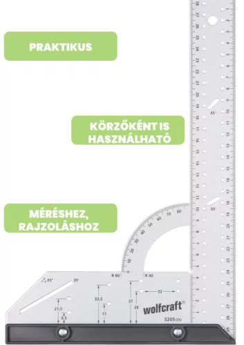 Wolfcraft univerzális szögvonalzó L=300 mm