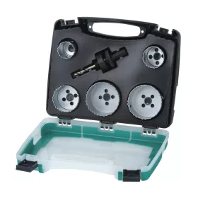 Wolfcraft Lyukfűrész készlet BiM szaniterinstallációhoz 25,35,43,54,83mm + 2db befogószár központfúróval
