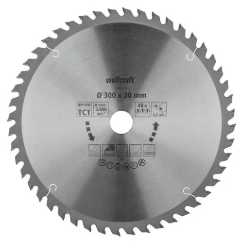Wolfcraft körfűrészlap, TCT, narancs sorozat, 48 fogú, Ø 315 x 30 x 3.2 mm asztali kf