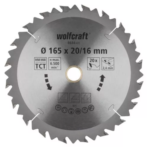 Wolfcraft körfűrészlap, HM, barna sorozat, 30 fogú, Ø 190 x 16 x 2.4 mm