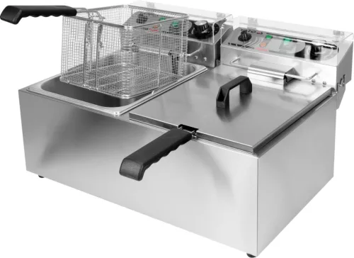 Yato Gastro elektromos olajsütő, kétrekeszes, 2x8l 2x3300W