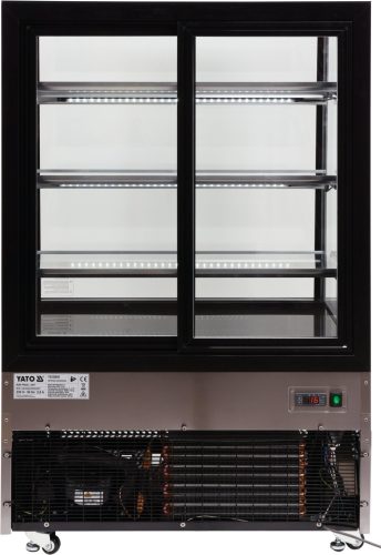 Yato Gastro álló hűtővitrin kijelzővel, fekete 400l 90x80x144cm
