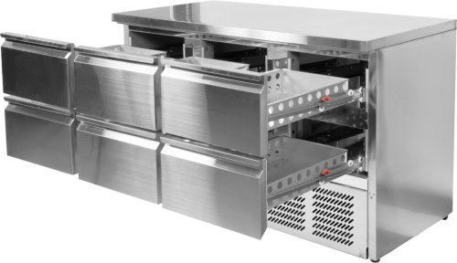 Yato Gastro hűtőasztal, 6 fiókkal 368l 136,5x70x88cm