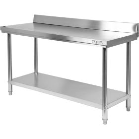 Yato Gastro rozsdamentes acél asztal hátsó peremmel 140x60x85cm