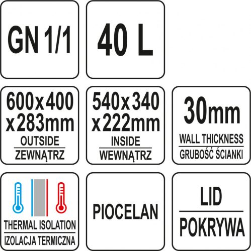 Yato Gastro gn 1/1 thermoláda 40l 60x40x22cm