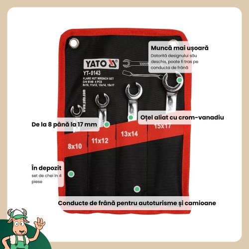 Yato fékcsőkulcs készlet, 8-17 mm, 4 részes