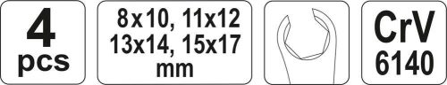 Yato fékcsőkulcs készlet, 8-17 mm, 4 részes