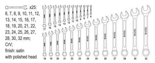 Yato csillag-villáskulcs készlet 25 részes 6-32 mm