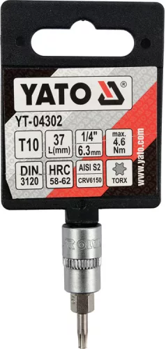 Yato torx 10 bithegy dugófejjel, 1/4 col - CrV