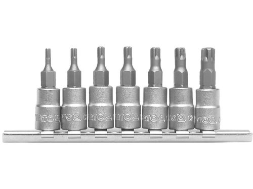 Yato torx bit 7 részes 5-ágú dugókulcs készlet lyukas 1/4" T10-T40 CrV