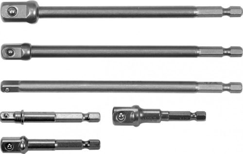 Yato Dugókulcs adapter készlet 6 részes 1/4" Hex 1/4", 3/8", 1/2" négyszög CrV