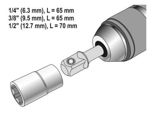 Yato Dugókulcs adapter 3 részes készlet 1/4" Hex -> 1/4", 3/8", 1/2" négyszög