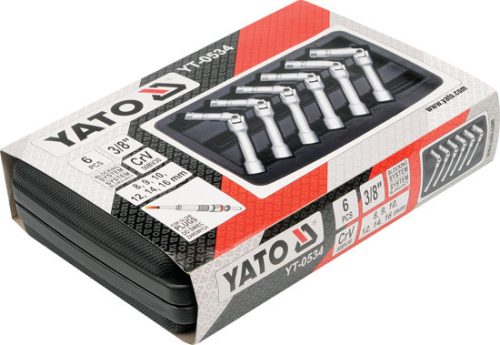 Yato csuklós gyertyakulcs készlet 6 részes 8 / 9 / 10 / 12 / 14 / 16 mm 3/8" CrV