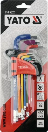 Yato hosszú gömbfejű imbuszkulcs készlet 9 részes 1,5 - 10 mm S2