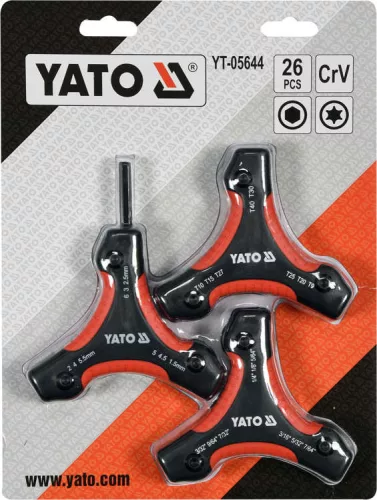 Yato összecsukható imbuszkulcs és Torx kulcs készlet 26 részes CrV