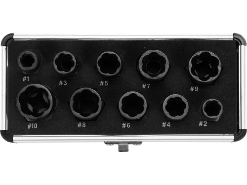 Yato törtcsavarfej leszedő készlet 10 részes 3/8" 9-19 mm