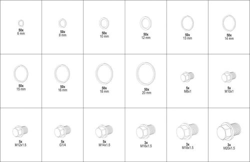 Yato olajteknő rézcsavar és alátét készlet 534 részes