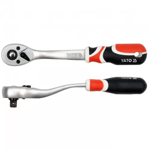 Yato racsnis hajtószár 3/8" 200 mm 72T hajlított szár, lágy fogantyús CrV